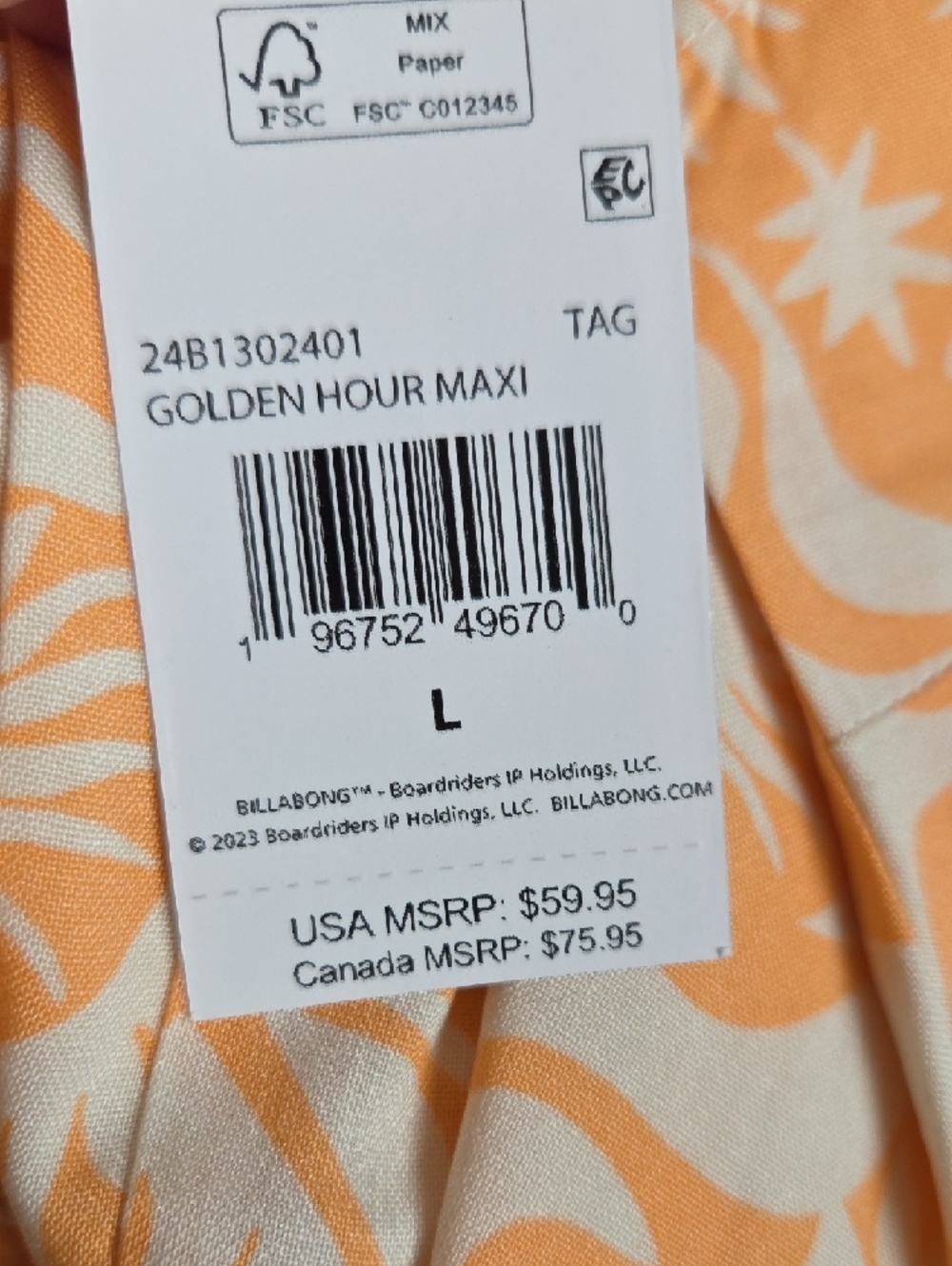 Billabong Golden Hour Peach Floral Maxi Dress - Picture 6 of 6